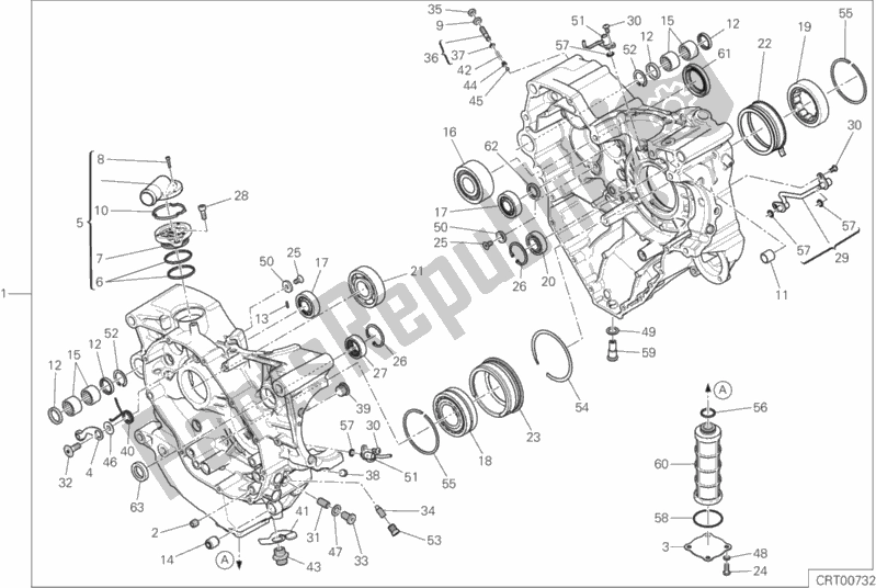 All parts for the 010 - Half-crankcases Pair of the Ducati Diavel Xdiavel S USA 1260 2016